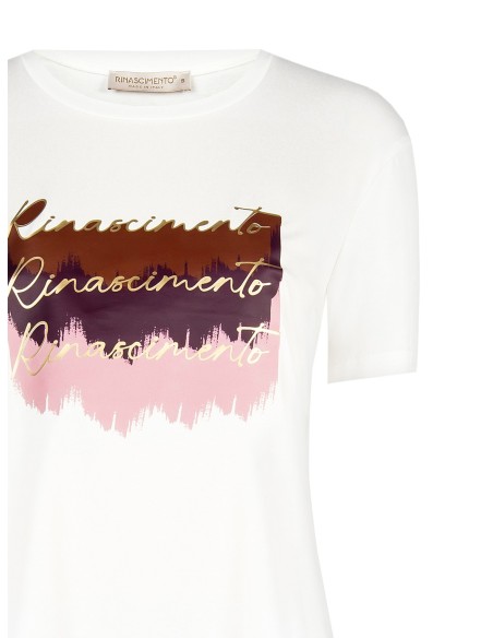 T-shirt regular em viscose com estampa do logótipo Rinascimento