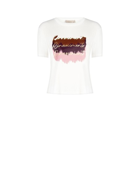 T-shirt regular em viscose com estampado do logótipo Rinascimento