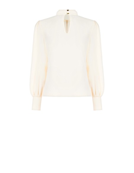 Blusa Ampla E Fluida Em Cetim Opaco Com Gola Coberta De Maxi Lantejoulas Rinascimento