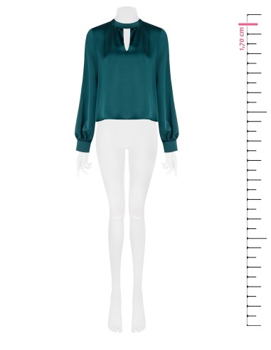 Blusa ampla de corte trapezoidal em cetim com pequeno decote em V Rinascimento