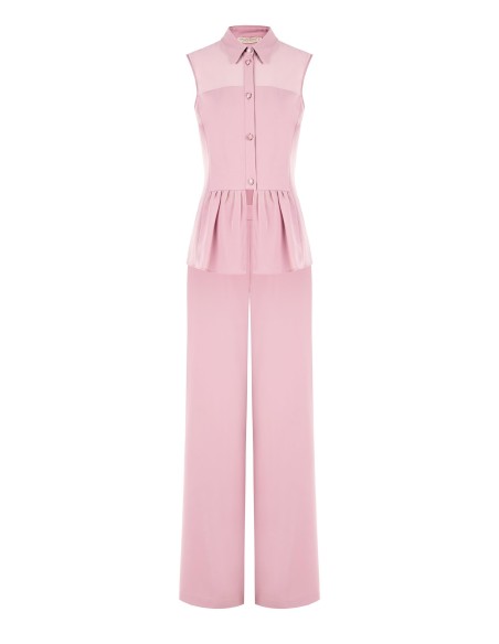 Blusa em georgette com folho e botões joia Rinascimento