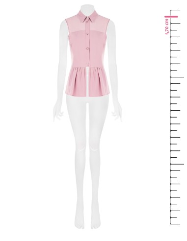 Blusa em georgette com folho e botões joia Rinascimento