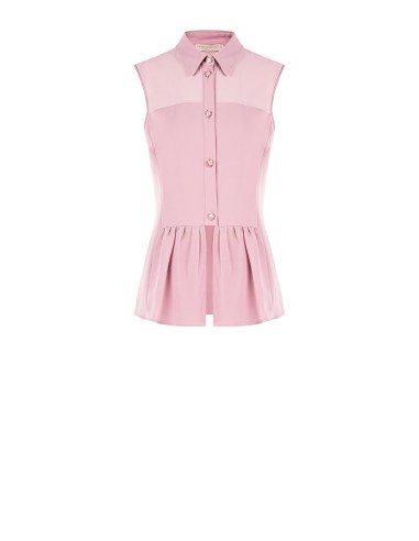 Blusa em georgette com folho e botões joia Rinascimento