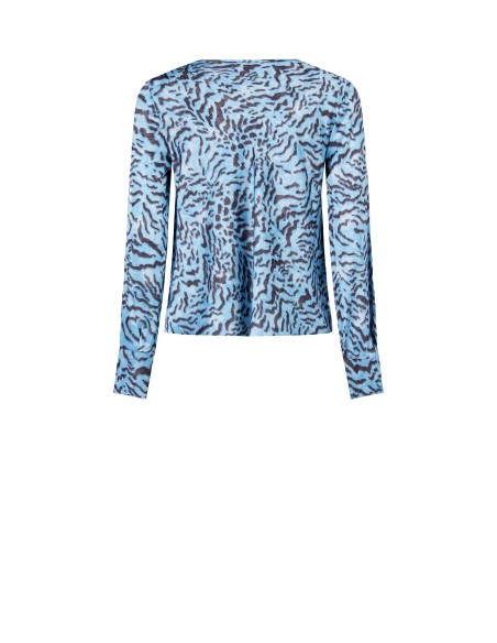 Blusa ampla em cetim animal print com decote drapeado Rinascimento