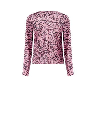 Blusa ampla em raso animalier com decote drapeado Rinascimento