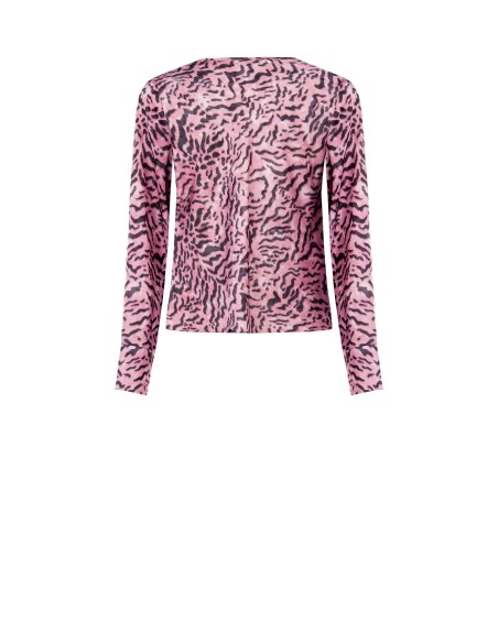 Blusa ampla em raso animalier com decote drapeado Rinascimento