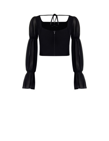 Top em scuba crepe com mangas em georgette Rinascimento