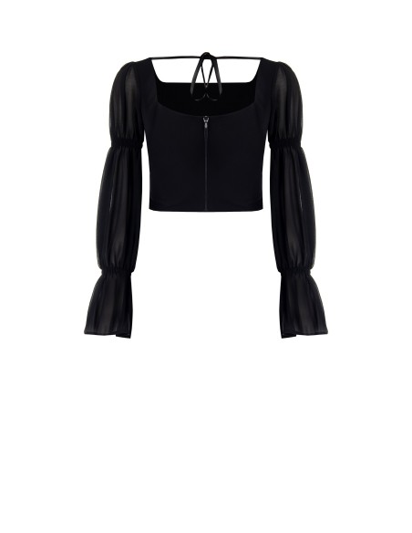 Top em scuba crepe com mangas em georgette Rinascimento