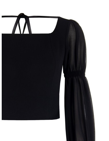 Top em scuba crepe com mangas em georgette Rinascimento