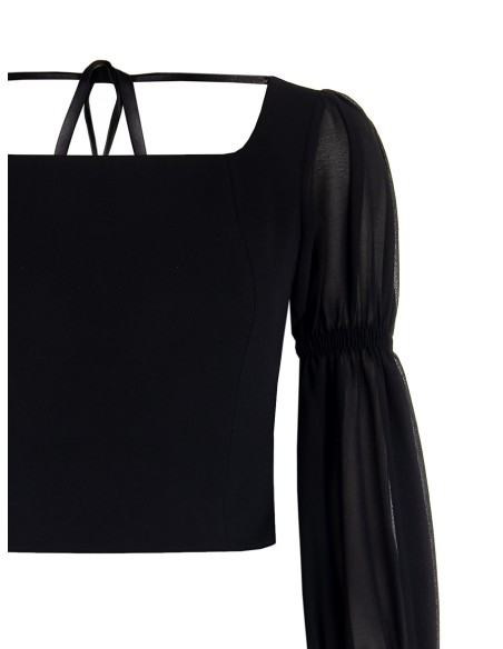 Top em scuba crepe com mangas em georgette Rinascimento
