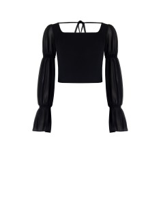 Top em scuba crepe com mangas em georgette Rinascimento