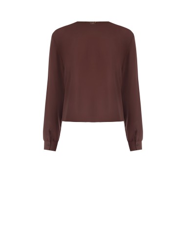 Blusa ampla e fluida em cetim com decote em V Rinascimento