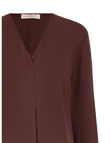 Blusa Ampla e Fluida em Raso com Decote em V Rinascimento