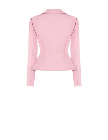 Blazer curto entalhado de abotoamento duplo em tecido técnico Rinascimento