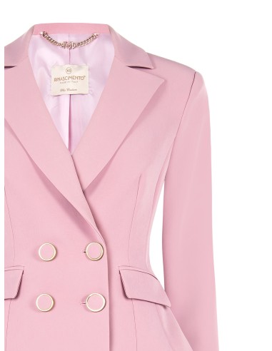 Blazer curto cintado com abotoamento duplo em tecido técnico Rinascimento
