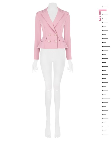 Blazer curto entalhado de duplo peito em tecido técnico Rinascimento