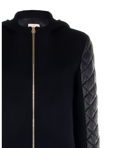 Casaco médio em mistura de lã com capuz e mangas acolchoadas em pele sintética Rinascimento