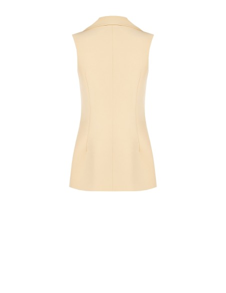 Colete Acinturado de Corte Longo em Tecido Técnico Rinascimento