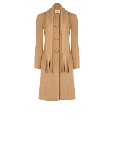 Casaco comprido bege com cachecol integrado Rinascimento