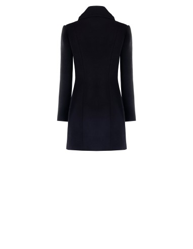 Casaco comprido cintado em mistura de lã com detalhe frontal acolchoado em pele sintética Rinascimento