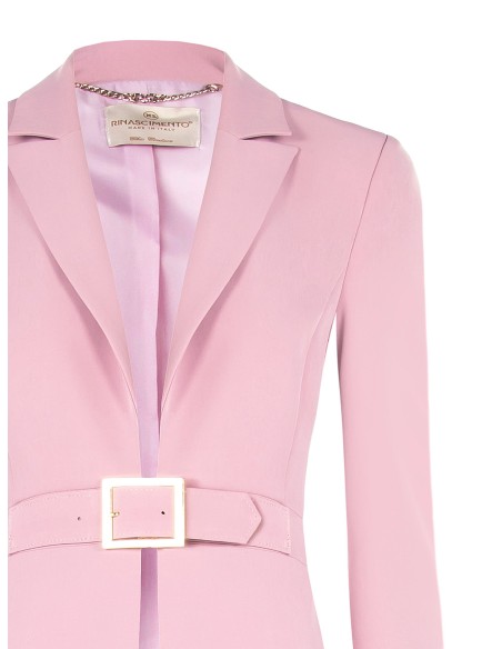 Blazer Longo Efeito Casaco Em Tecido Técnico Com Fivela Rinascimento