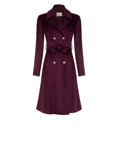 Casaco comprido em veludo com botões com logótipo e cinto coordenado Rinascimento