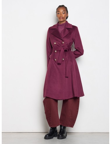 Casaco comprido em veludo com botões com logótipo e cinto coordenado Rinascimento