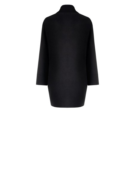 Casaco Médio de Corte Ovoide em Velour com Decote em Malha Rinascimento