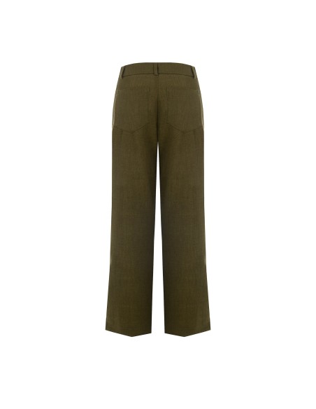 Calças De Perna Reta Cropped Com Bolsos Frontais Rinascimento