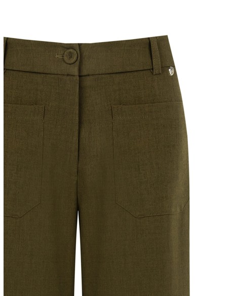 Calças Cropped Retas com Bolsos Frontais Rinascimento