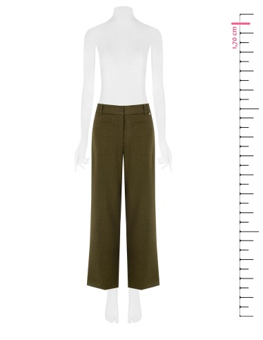 Calças Retas Cropped com Bolsos Frontais Rinascimento