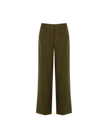 Calças Direitas Cropped com Bolsos Frontais Rinascimento