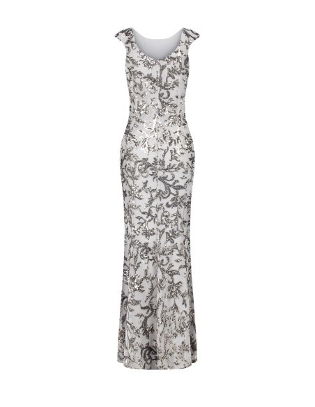 Vestido Longo Sereia Em Tule Elástico Bordado Com Lantejoulas Rinascimento - Vestiti Firmati Life Smiles