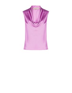 Blusa De Cetim Plissada Com Decote Em Anel Rinascimento - Vestiti Firmati Life Smiles