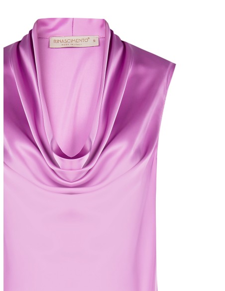 Blusa De Cetim Plissada Com Decote Em Anel Rinascimento - Vestiti Firmati Life Smiles