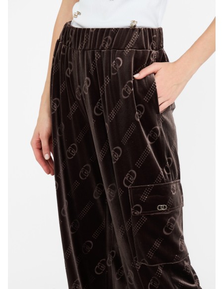 Calças de jogging em chenille com logótipo Liu Jo