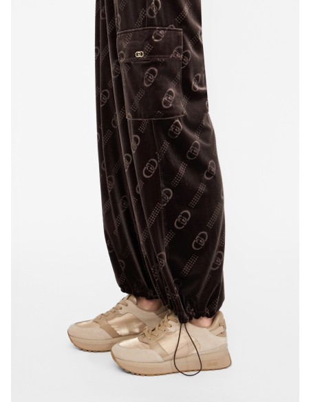 Calças jogging em chenille com logótipo Liu Jo