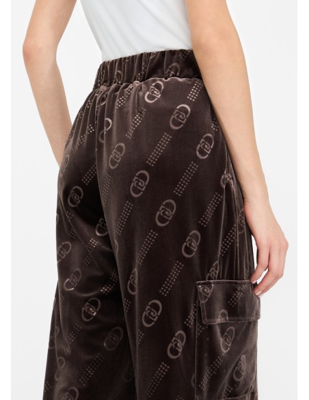 Calças de jogging em chenille com logo Liu Jo