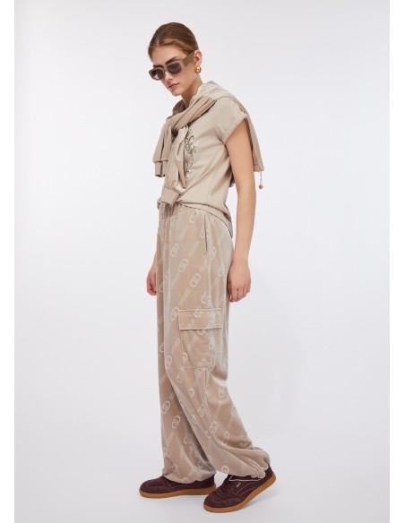 Calças de jogging em chenille com logótipo Liu Jo