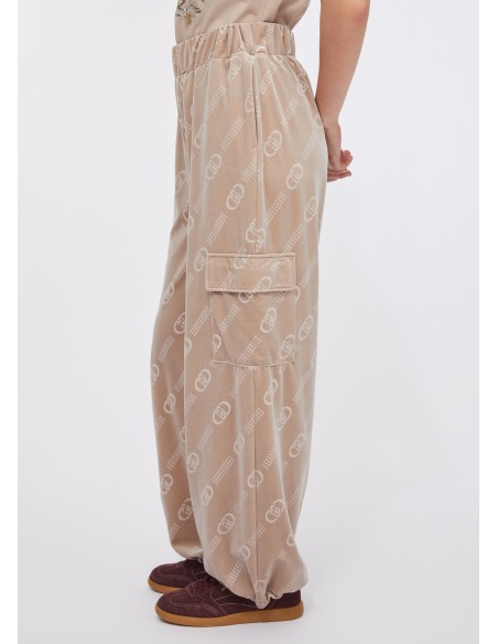 Calças de jogging em chenille com logótipo Liu Jo