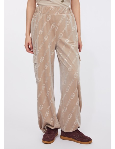 Calças de jogging em chenilha com logótipo Liu Jo