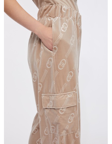 Calças de jogging em chenille com logótipo Liu Jo