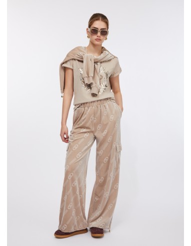 Calças de jogging em chenille com logótipo Liu Jo