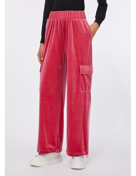 Calças de jogging em chenilha com logótipo Liu Jo