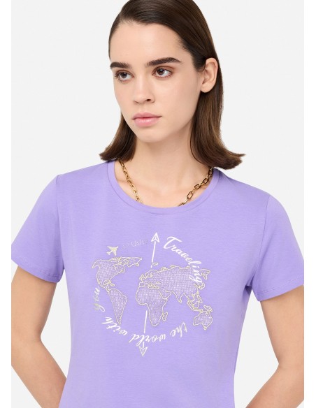 T-shirt com estampado laminado Liu Jo