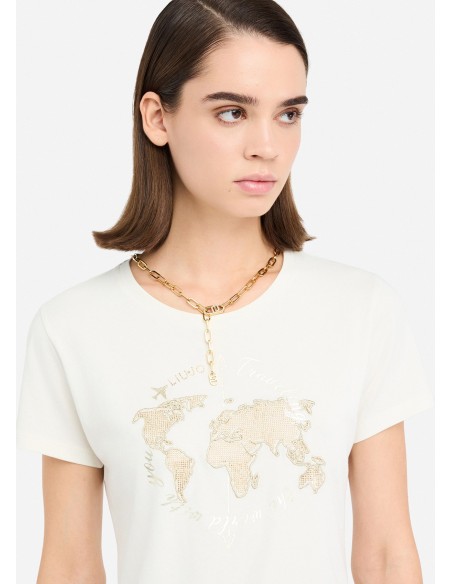 T-shirt Con Estampa Laminada Liu Jo