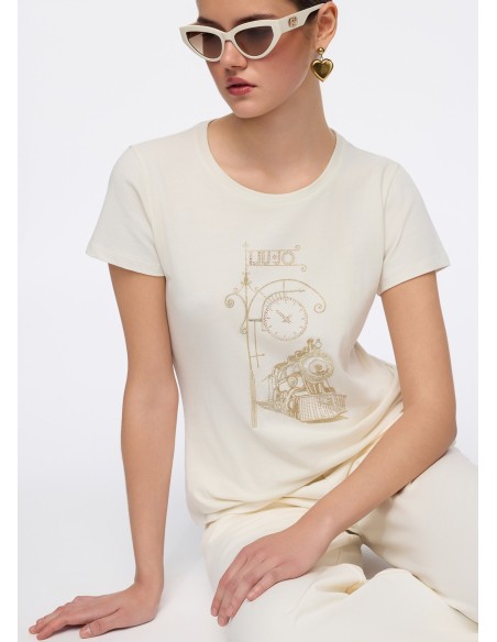 T-shirt com estampa laminada Liu Jo