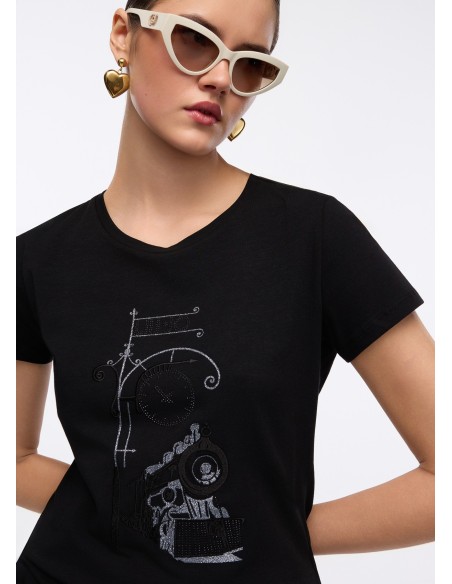 T-shirt com estampa laminada Liu Jo