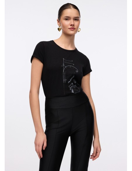 T-shirt com estampa laminada Liu Jo