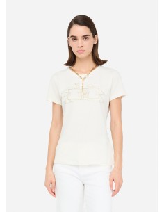 T-shirt com estampa laminada Liu Jo